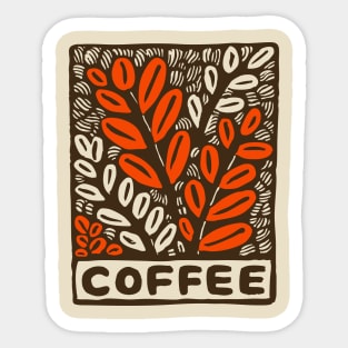 Coffee Plant Folk Art Sticker